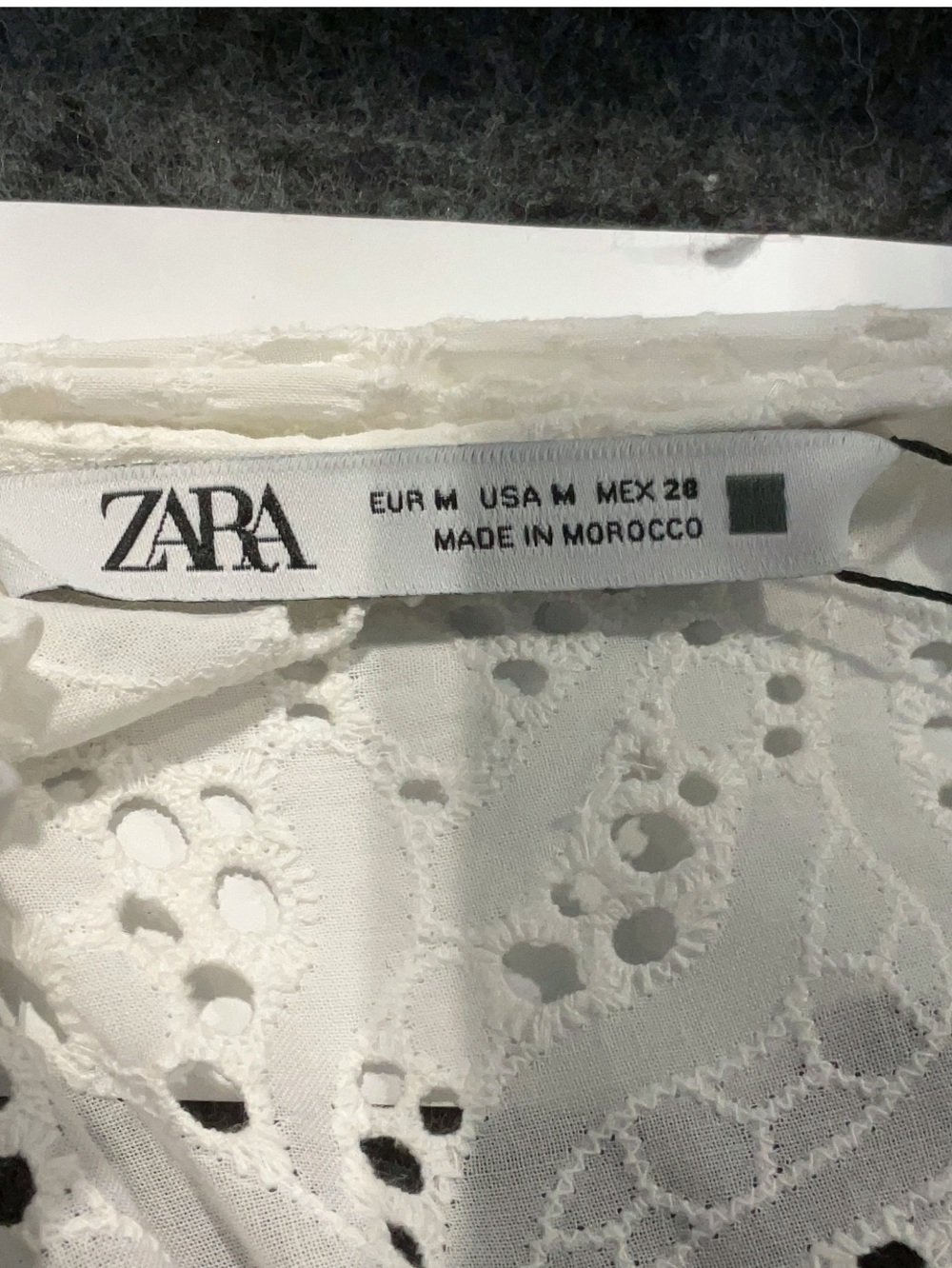 Zara Medium White Eyelet Cutout Midi Dress Boho Cottagecore NWT - Picture 6 of 7